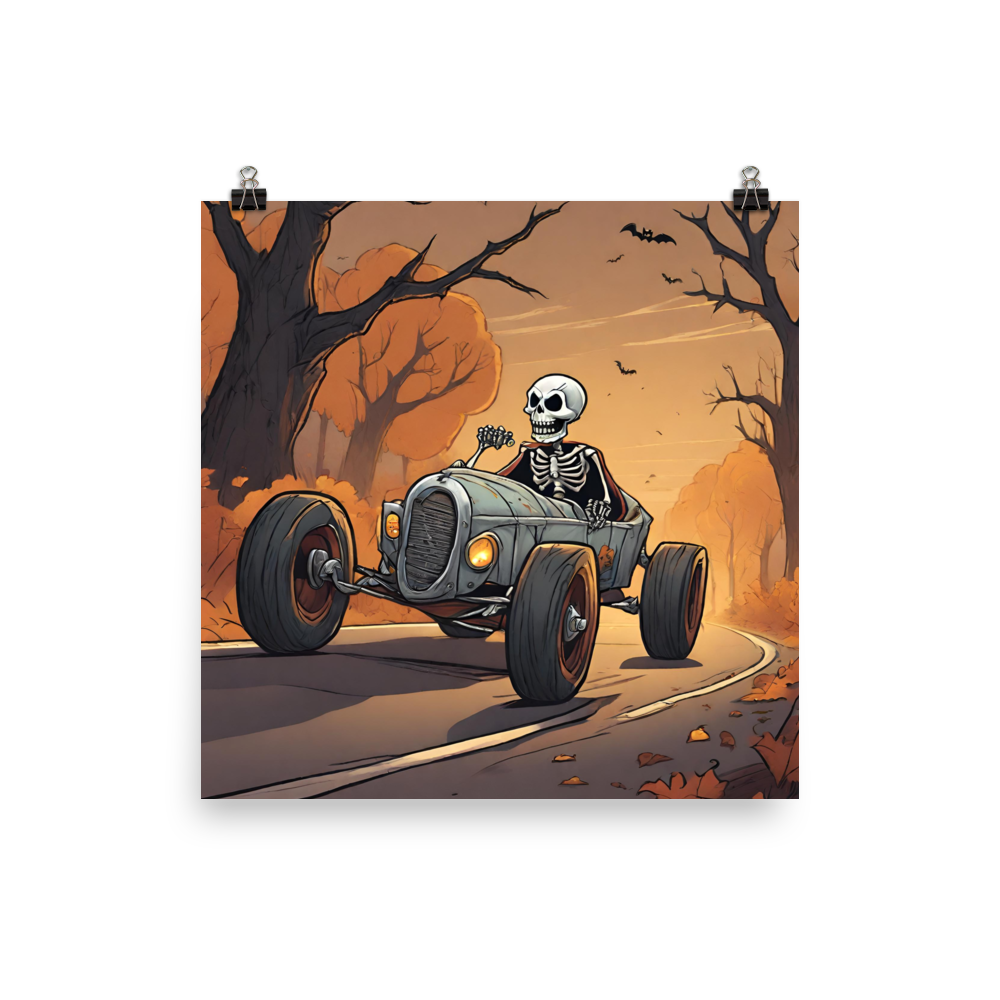 Skeleton Roadster - Ghoulish Racers Photo Poster